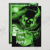 緑のコラーハローウィンパーティ招待状 招待状 (正面/裏面)