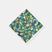 緑のコンテンポラリーパターン スタンダードカクテルナプキン (角)