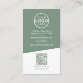 緑のコンテンポラリー写真QRコードロゴ(縦) 名刺 (裏面)