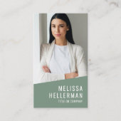 緑のコンテンポラリー写真QRコードロゴ(縦) 名刺 (正面)