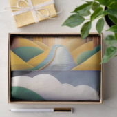 緑のコンテンポラリー木道の風景アートワーク 薄葉紙 (ギフト)