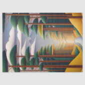 緑のコンテンポラリー木道の風景アートワーク 薄葉紙 (正面)