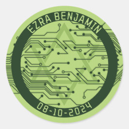 緑のコンピュータ回路基板 バー・ミッツヴァ ラウンドシール