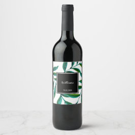 緑のコーン離れの水の色の手絵を描が白い ワインラベル