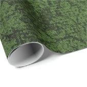 緑のゴシックのビクトリアンなダマスク織のヴィンテージの壁紙 ラッピングペーパー (ロールコーナー)