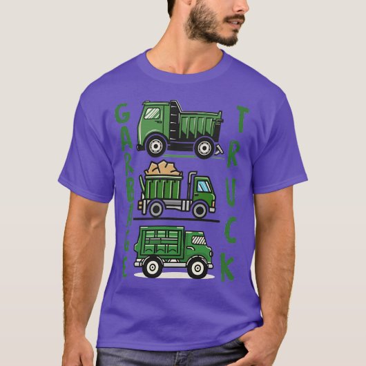 緑のゴミ収集車 3台 Tシャツ (正面)