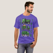 緑のゴミ収集車 3台 Tシャツ (正面フル)