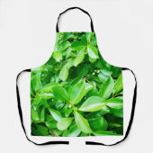 緑のゴムの木葉のプリント、フル エプロン (正面)