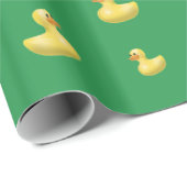 緑のゴム製アヒルパターン ラッピングペーパー (ロールコーナー)