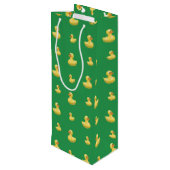 緑のゴム製アヒルパターン ワインギフトバッグ (裏面アングル)