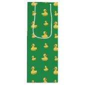 緑のゴム製アヒルパターン ワインギフトバッグ (正面)