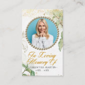 緑のゴルディッシュ写真葬式祈りの言葉カード 名刺 (正面)