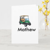 緑のゴルフカーネームマン スポーツボーイ ギフトレター カード (黄色い花)