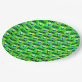 緑のゴルフ・ボールパターン誕生日は趣味を遊ばします ペーパープレート (アングル)