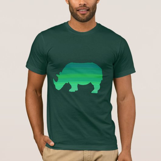 緑のサイのワイシャツ Tシャツ (正面)