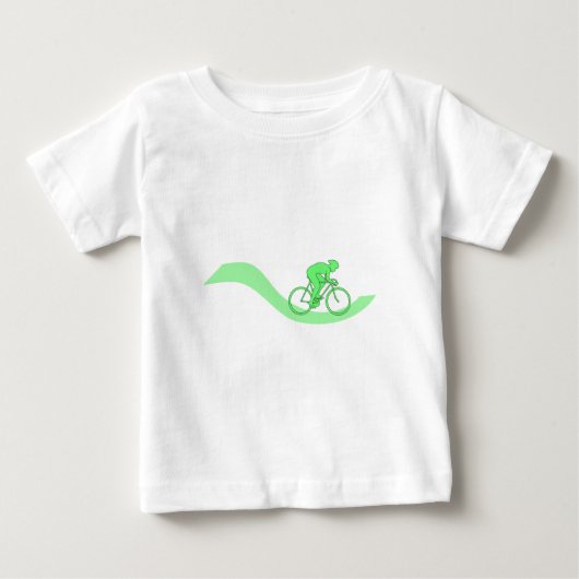 緑のサイクリストのデザイン ベビーTシャツ (正面)