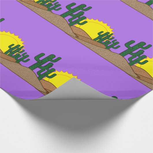 緑のサグアロのサボテンの砂漠の日没Thunder_Cove ラッピングペーパー (角)