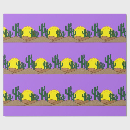 緑のサグアロのサボテンの砂漠の日没Thunder_Cove ラッピングペーパー (フラット)