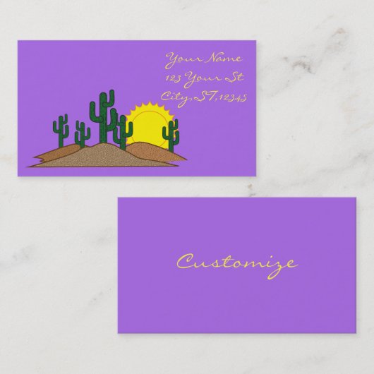 緑のサグアロのサボテンの砂漠の日没Thunder_Cove 名刺 (正面/裏面)