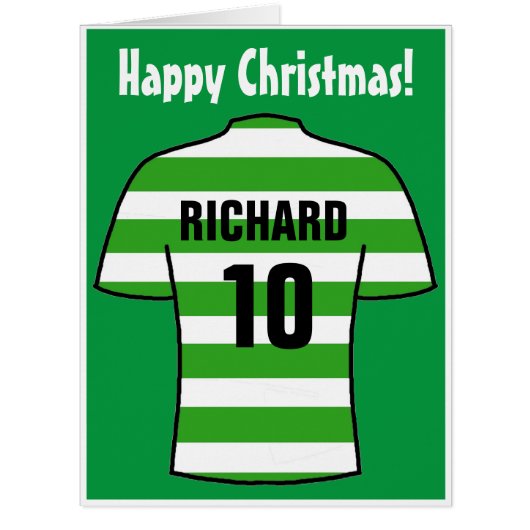 緑のサッカーシャツバスケクリスマスカード (正面)
