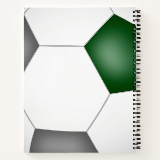 緑のサッカーチームの色パーソナライズされた ノートブック (裏面)