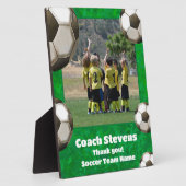 緑のサッカーボールありがとう |サッカーコーチギフト フォトプラーク (側面)