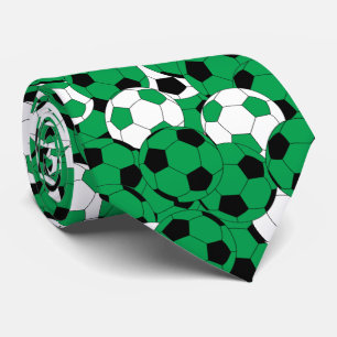 緑のサッカーボールのコラージュ- 2側面のプリント ネクタイ