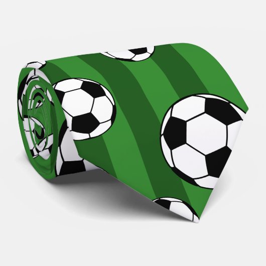 緑のサッカーボールのパタストライプーン ネクタイ (ロール)