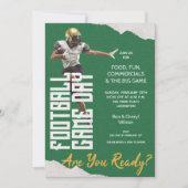 緑のサッカー選手の試合 招待状 (正面)