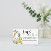 緑のサファリジャングル動物おむつラッフルカード エンクロージャーカード (スタンド正面)