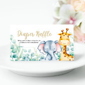 緑のサファリジャングル動物おむつラッフルカード エンクロージャーカード