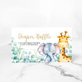 緑のサファリジャングル動物おむつラッフルカード エンクロージャーカード