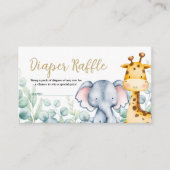 緑のサファリジャングル動物おむつラッフルカード エンクロージャーカード (正面)