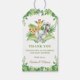 緑のサファリジャングル動物のベビーシャワー ギフトタグ