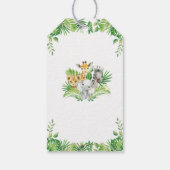 緑のサファリジャングル動物のベビーシャワー ギフトタグ (裏面)