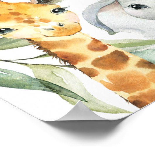 緑のサファリベイビーシャワー歓迎ポスター ポスター (角)