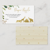 緑のサファリ動物おむつラッフルカード エンクロージャーカード (正面/裏面)