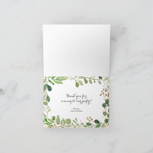 緑のサファリ動物の折りサンキューカード 招待状 (内部)