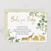 緑のサファリ動物の赤ちゃんシャワーブックベビー インビテーションポストカード (正面/裏面)
