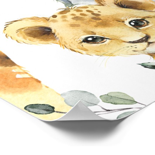 緑のサファリ動物の赤ちゃんシャワー歓迎サイン ポスター (角)