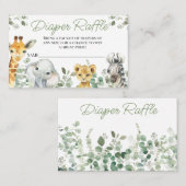緑のサファリ赤ちゃんシャワーおむつラッフルインサート 名刺 (正面/裏面)