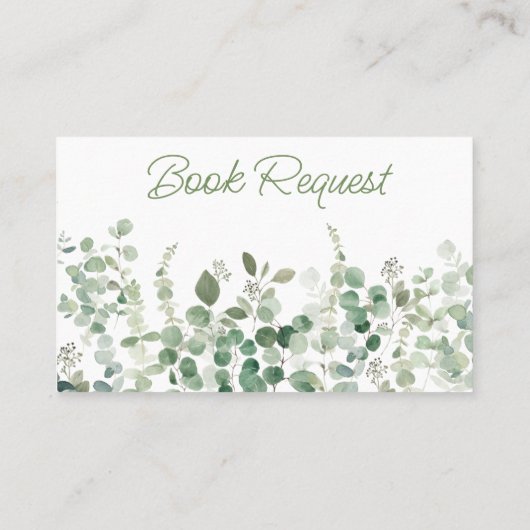 緑のサファリ赤ちゃんシャワーブックリクエスト挿入 名刺 (裏面)