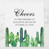 緑のサボテンのワイン。サマーカクティー応援結婚ズ ワインラベル (シングルラベル)