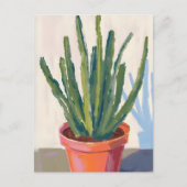 緑のサボテンの水彩画 ポストカード (正面)