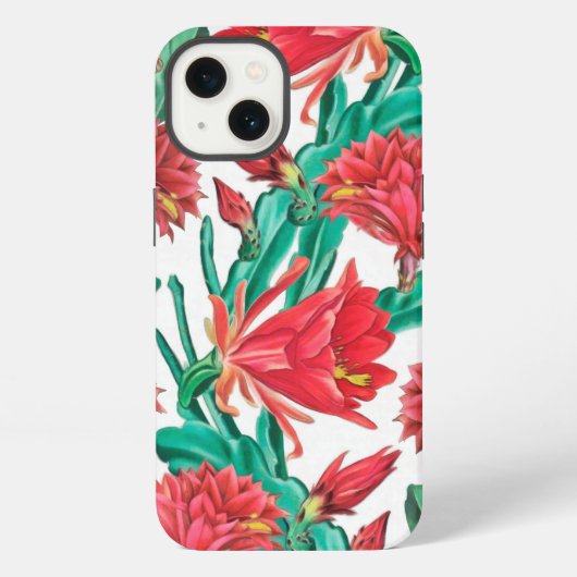 緑のサボテンの花 iPhoneケース (裏面)