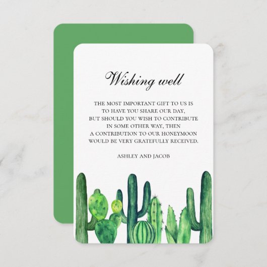 緑のサボテン結婚は元気に願っている。Cacti挿入 エンクロージャーカード (正面/裏面)