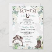 緑のサボテン ウェスタン ホースシュー チャラ キンセアニェラ 招待状 (正面)