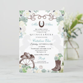 緑のサボテン ウェスタン ホースシュー チャラ キンセアニェラ 招待状