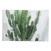 緑のサボテン：ミニマルな白の背景 枕カバー (裏面)