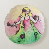 緑のサムスプリングタイム ラウンドクッション (正面)